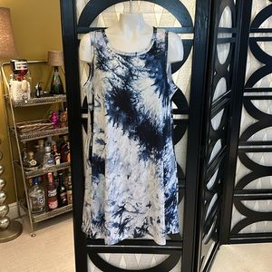 Lava Navy Tie Dye Pull On Sleeveless Casual Dress w/ Pockets.
